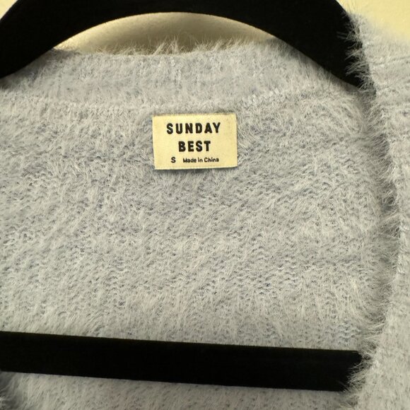 Aritzia Sunday best Effie blue fuzzy cardigan - Picture 3 of 3